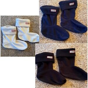 Lot of 3 Pairs Hunter Boot Liners Fleece Large Black Navy White Welly Rain Warm